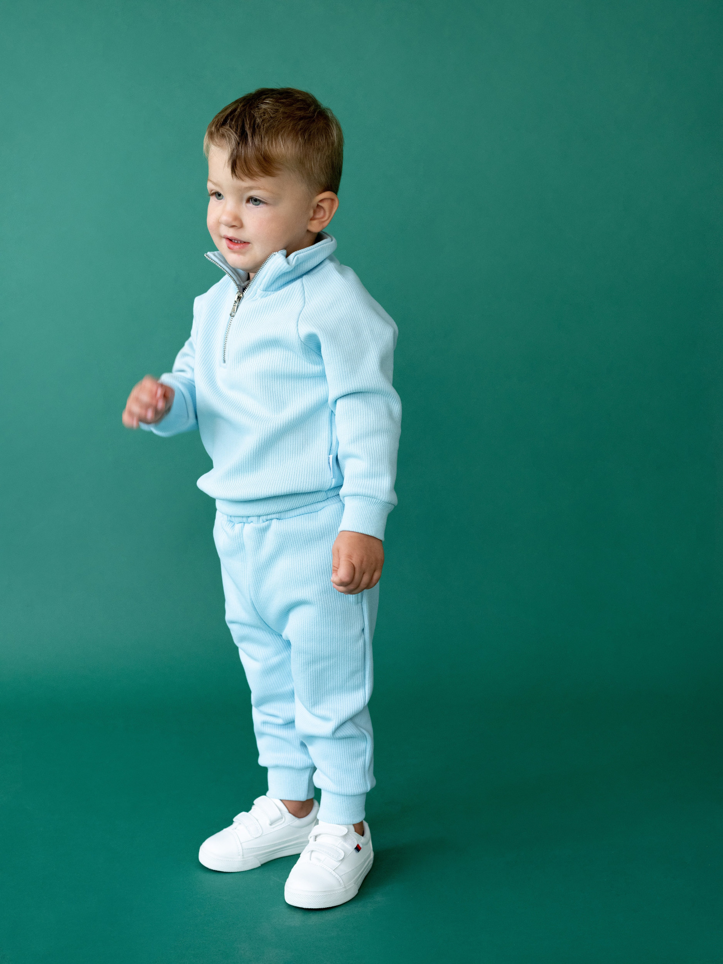 Preorder Frost Blue Kids Fleeced Tracksuit Ribbed Cotton