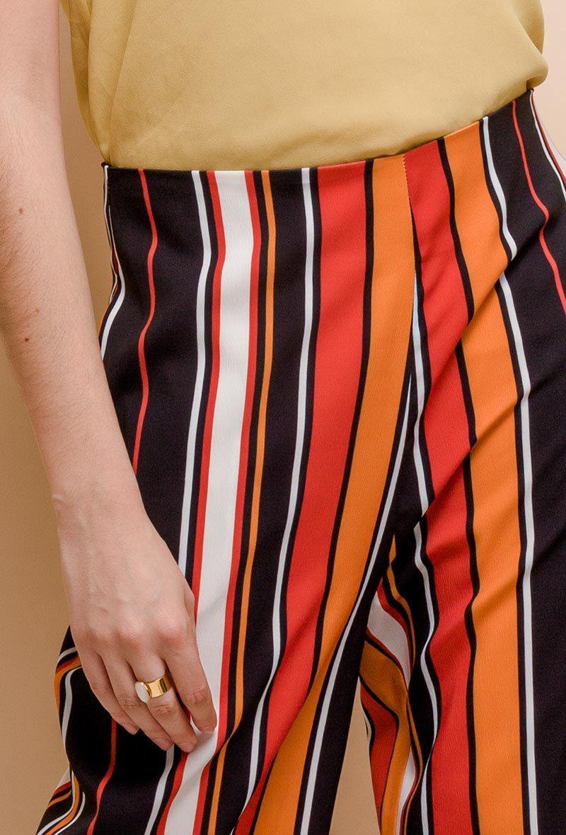 High Waist Palazzo Trousers in Multicolour Stripe