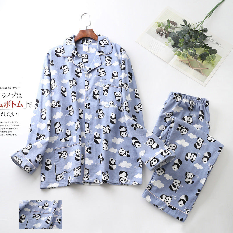 Men's Printed Long-sleeved Trousers Pajama Set