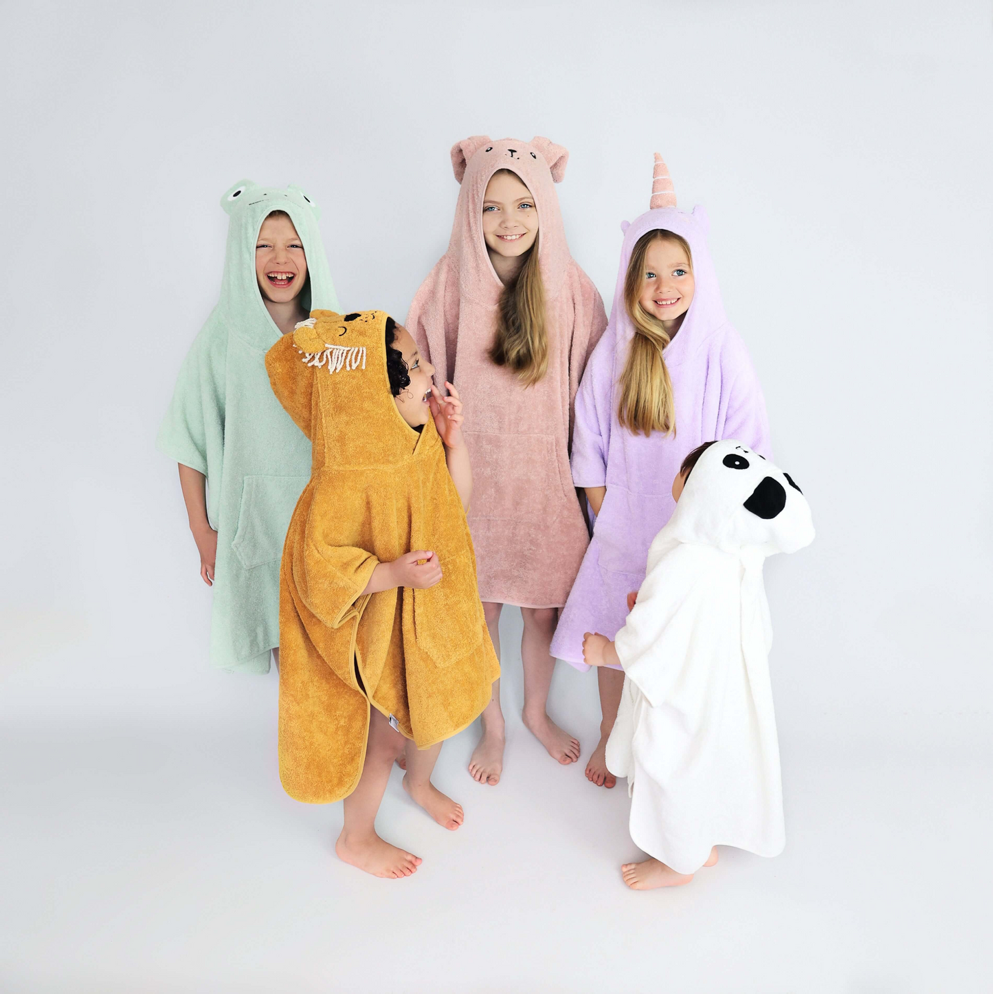 Unicorn Animals Kids Hooded Towel Poncho 100% Combed Cotton